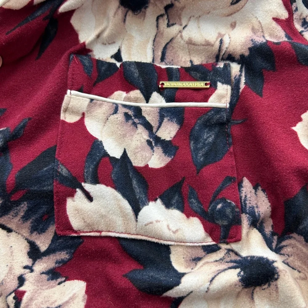BCBGMAXAZRIA Pajama Set 2 Piece Womens M Red Floral - Picture 9 of 16